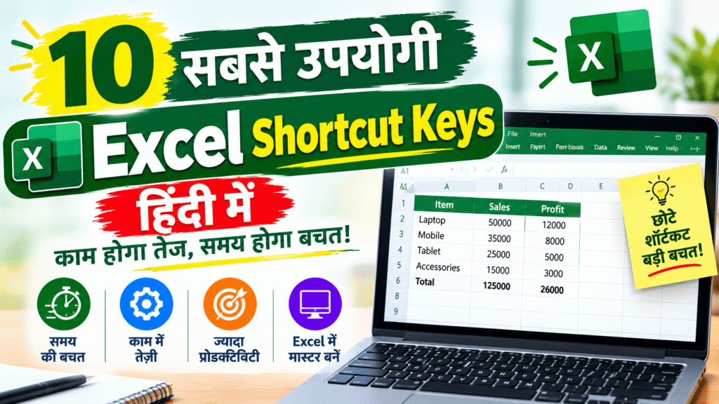 10 सबसे उपयोगी Excel Shortcut Keys हिंदी में
