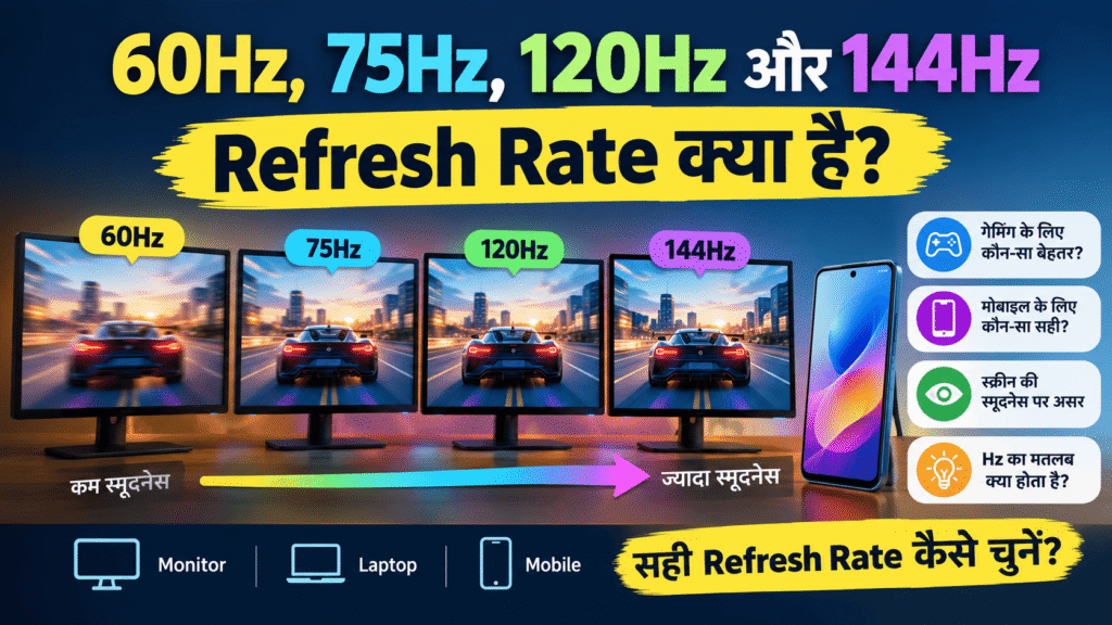 60Hz, 75Hz, 120Hz और 144Hz Refresh Rate क्या है?